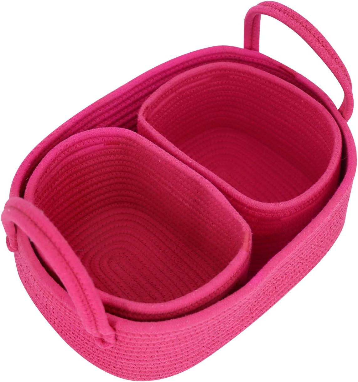 Storage Basket, Pink Baskets, Woven Basket, Bathroom Storage Baskets, Bathtub Organisers, Toiletry Bags, Laundry Baskets, House Organiser, Set of 3 Storage, Storage Bin, Nursery Storage (Pink) image number 5