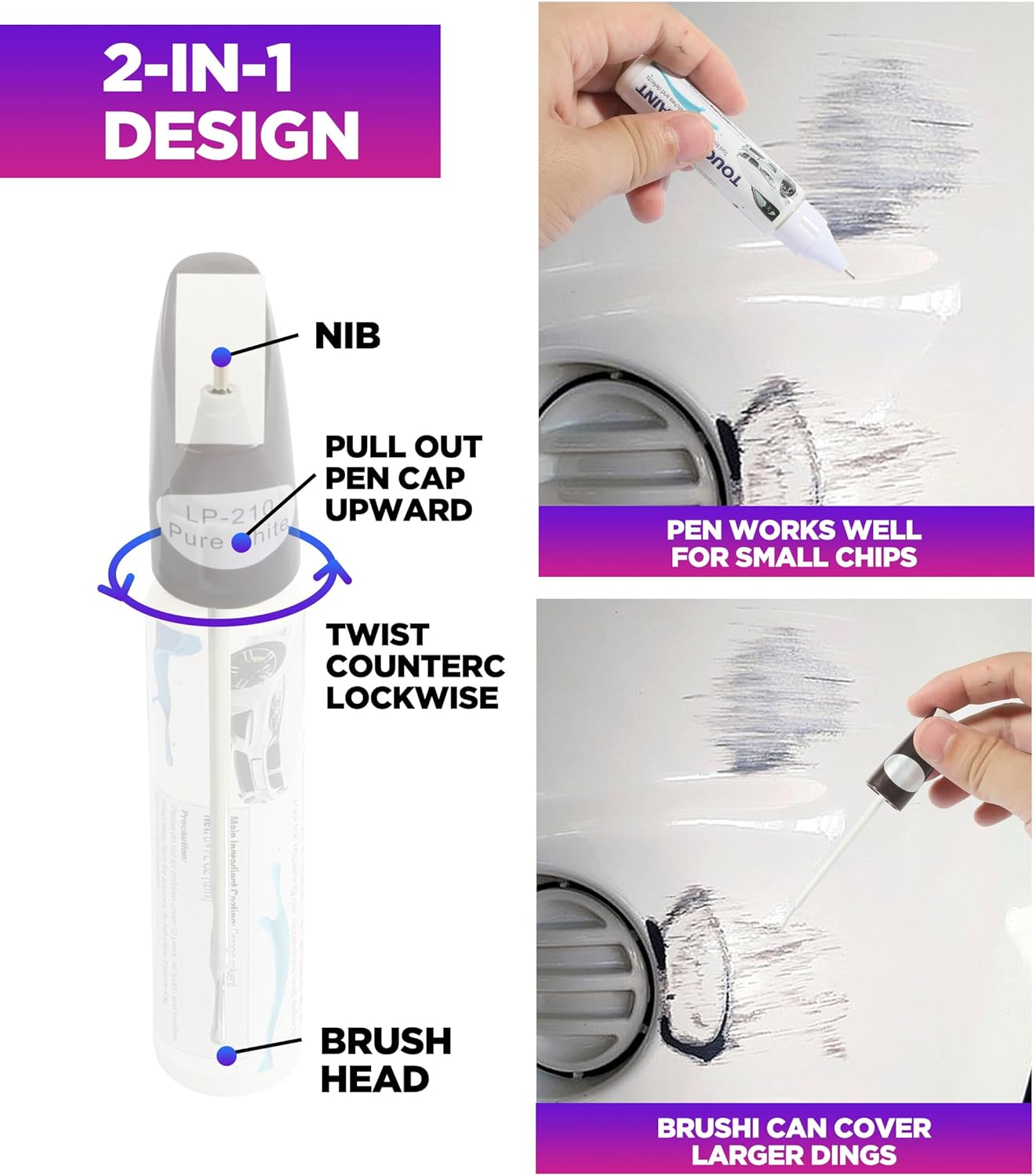 YAKEFLY Car Touch up Fill Paint Pen,2-In-1 Automotive Touch up Paint,Easy & Quick Auto Car Paint Scratch Repair,Special-Purpose Repair Paint Pen Car Touch up Paint for Scratch Repair Various Cars