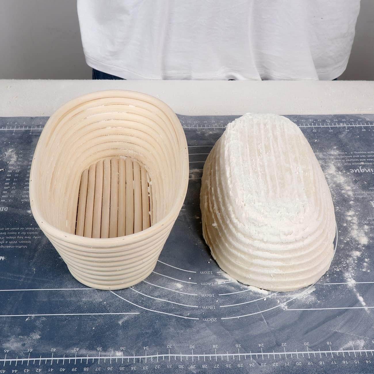 Natural Rattan Bread Proofing Basket Sourdough Bannetons 8Inch Oval Fermentation Basket 2 Packs with Linen Liner Cloth Baking Mould Tools image number 1