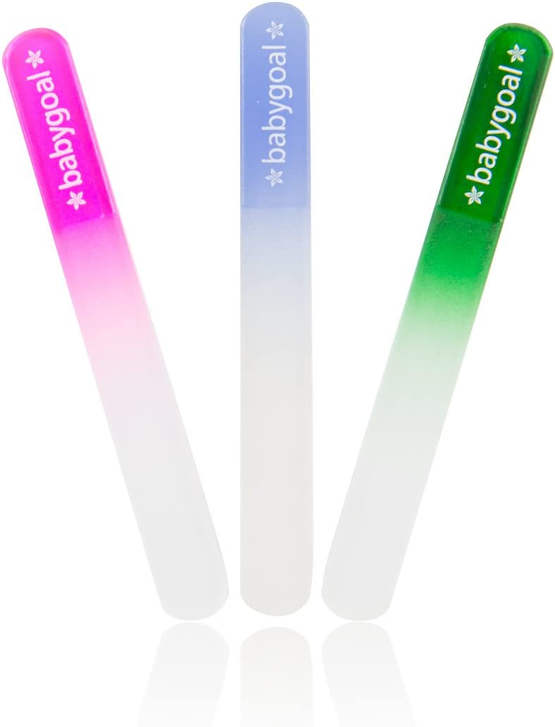 Babygoal Baby Nail Files 3 Pack,Newborn Nail Files with a Pouch,Genuine Czech Float Glass, Gift for Newborns,Toddlers,Infant, Babies &Young Children 3NF02