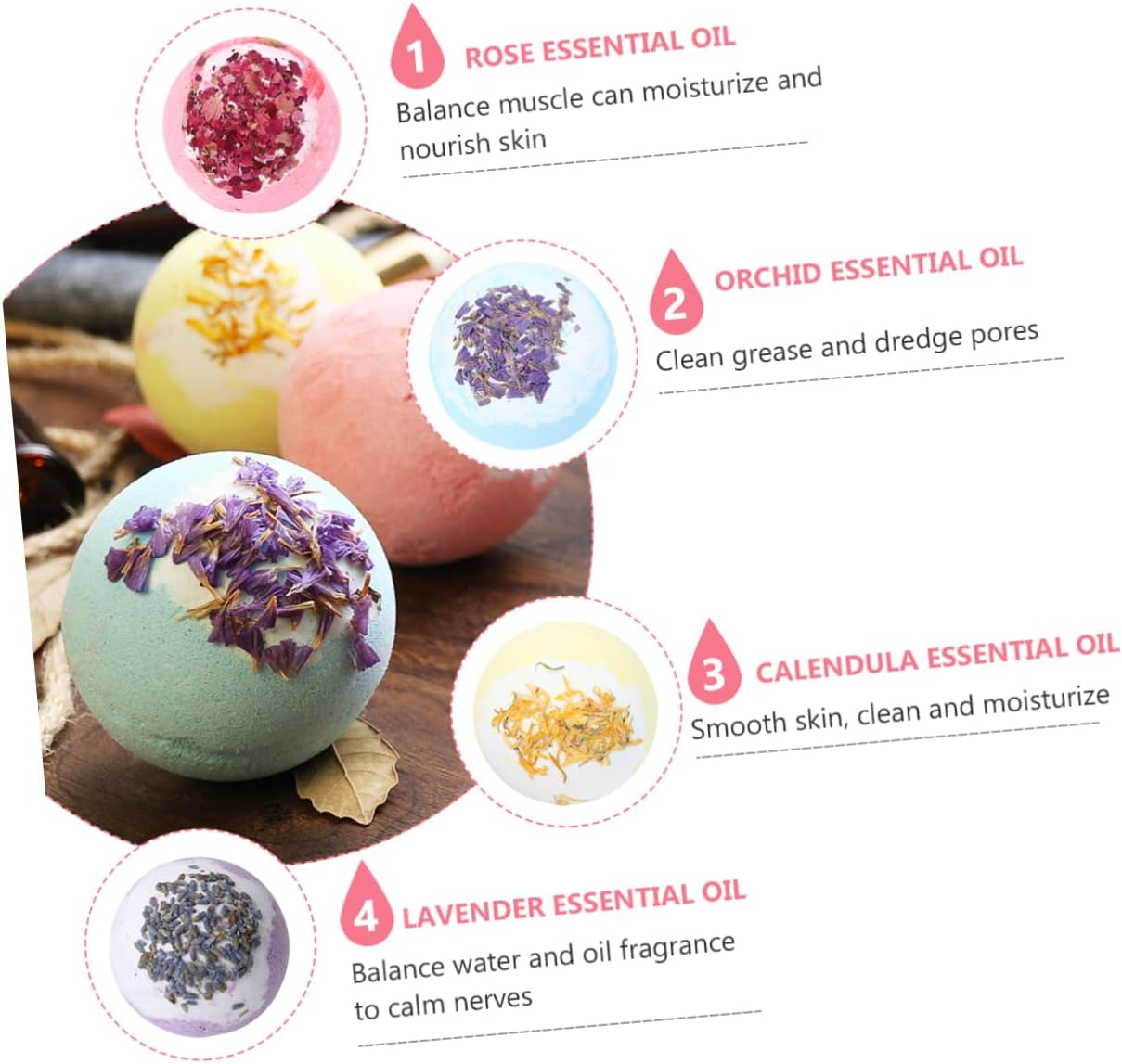 4Pcs Aromatic Bath Salt Balls Bubble Fizzers for Relaxing Shower Experience Scented Bathing Balls For image number 2