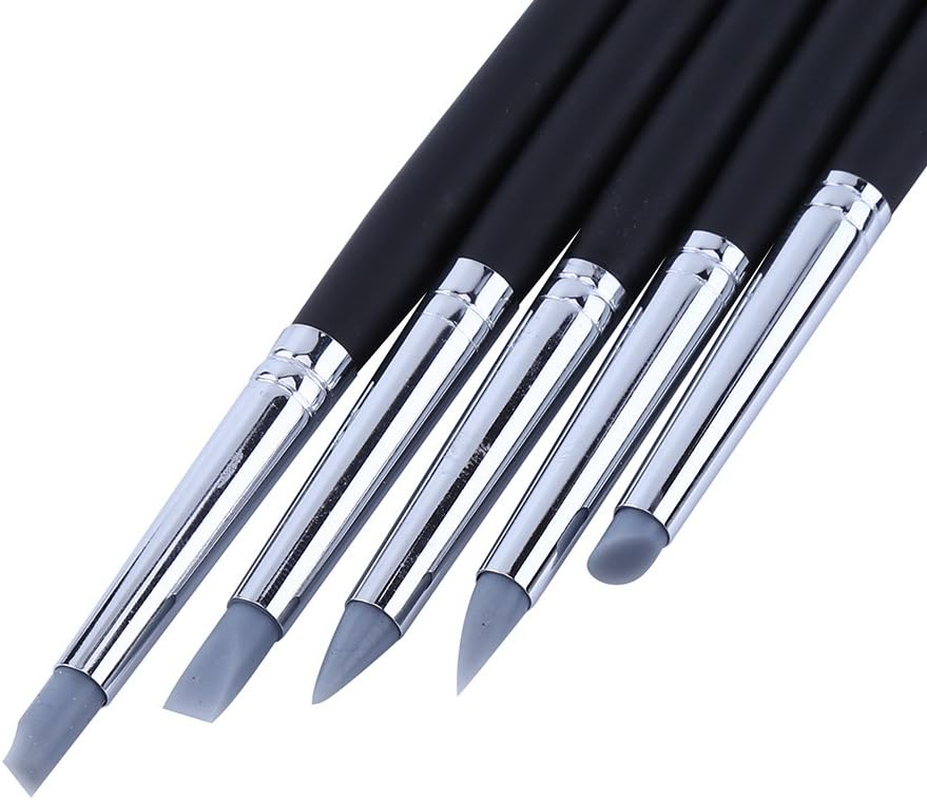 Rubber Sculpting Tools, 5Pcs Flexible Silicone Wax Clay Sculpting Carving, 5 X Silicone Clay Shapers for Vrious of Extraordinary Artists image number 2