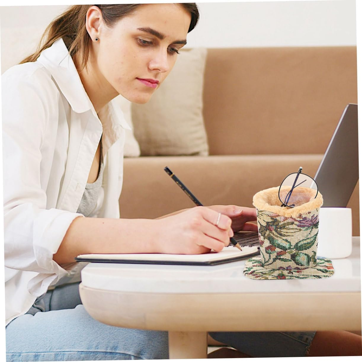 LABRIMP 2Pcs Plush Lined Eyeglasses Stand Compact Design for Desk Nightstand Car Protective Holder with Soft Interior for Safe Eyewear Storage Stylish Glasses Display Holder image number 1