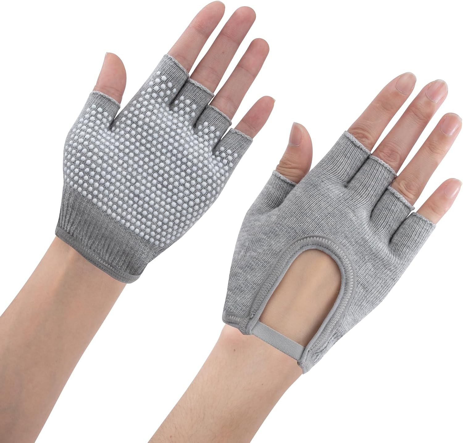 Yoga Gloves Non-Slip Breathable for Pilates and Gym - Comfortable Sweat Absorption for Women with White Silicone Dots Fingerless - Gift