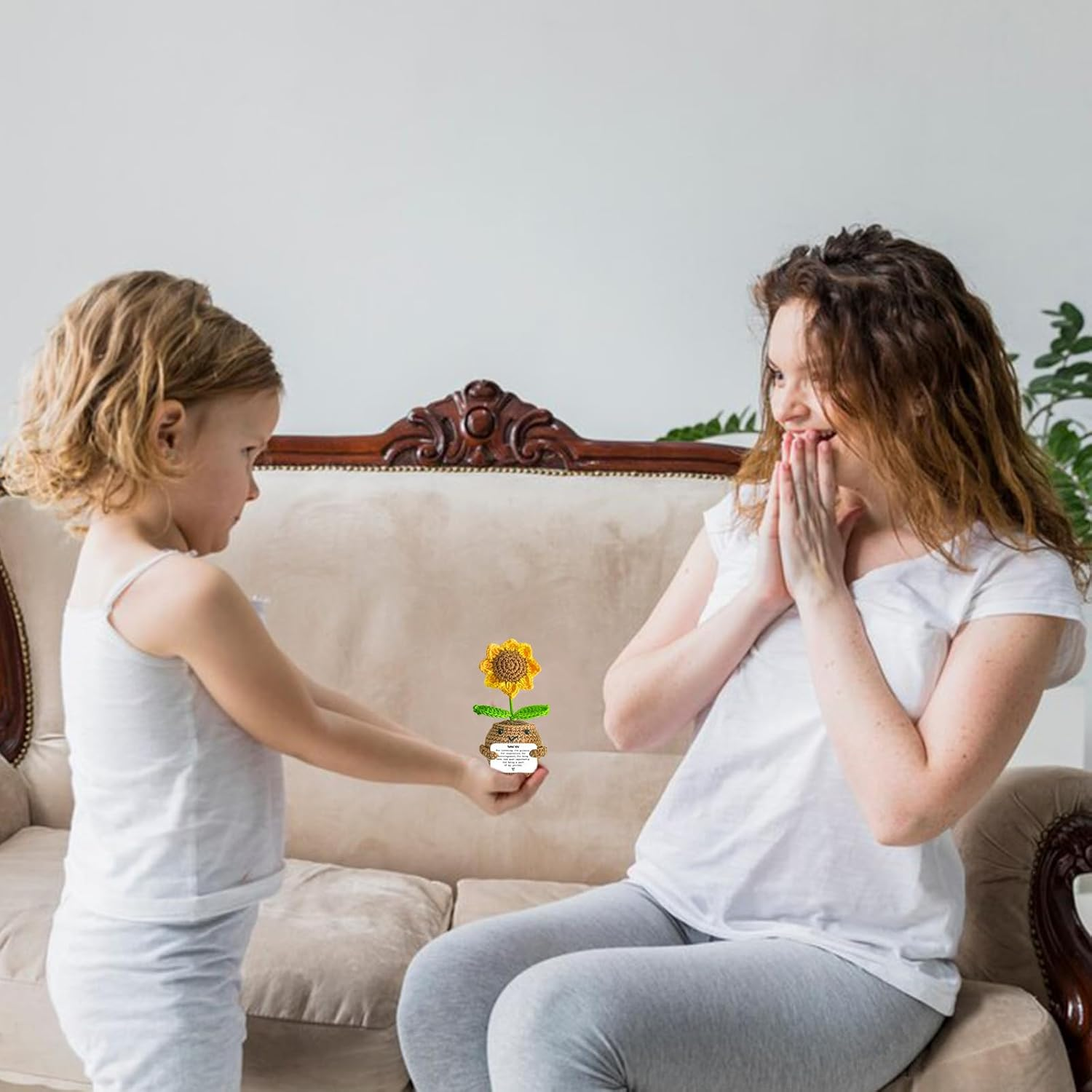 Gifts for Teacher, Positive Handmade Crochet Sunflower, Thank You Gifts for Teacher with Warming Card Appreciation Women Men Friends Graduation Gift (Style 1) image number 2