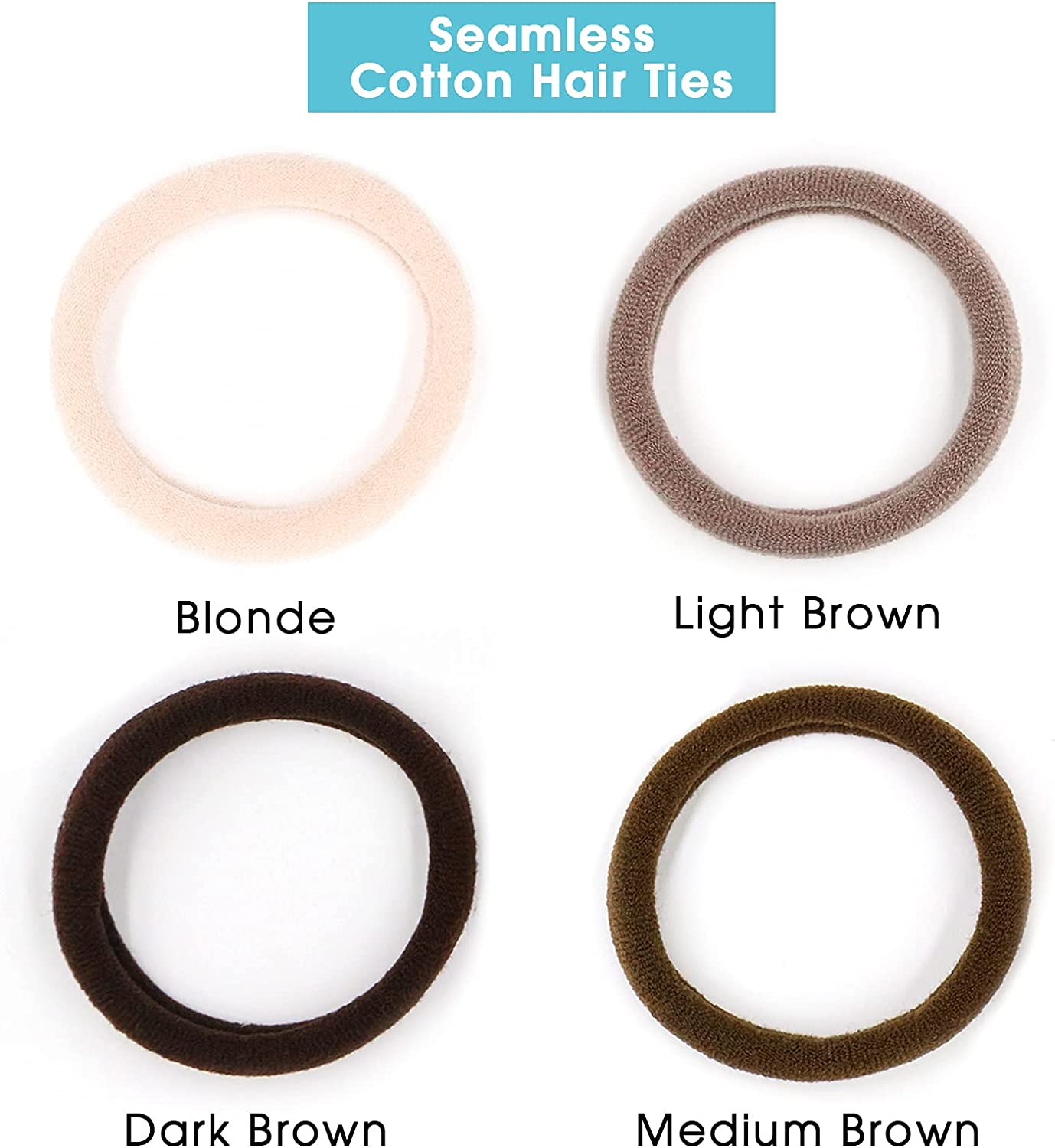 HOYOLS Soft Large Seamless Hair Ties, Gentle Stretch Nylon Ponytail Holder Bands for Thick Heavy Curly Hair, No Slip No Damage Scrunchies Headbands 100 Pcs (Light Blonde) - 10 Colors Set image number 2