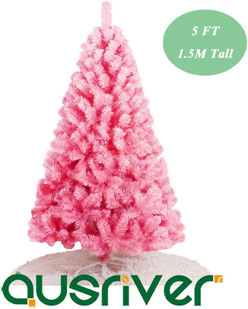 Pink Christmas Tree 1.5M/5Ft Xmas Tree Bushy 438 PVC Tips Metal Stand Frame Christmas Ornament Deco Family Home Party Mall Store Holiday Deoration Ornaments image number 4