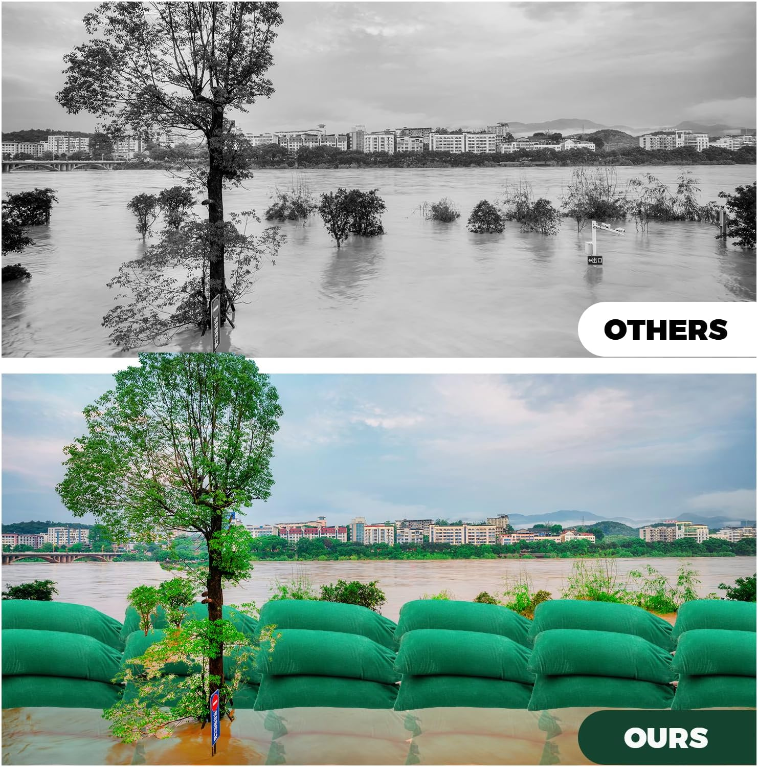 6 Pack Flood Water Barrier Sand Bags,Thickened Long Canvas Flood Protection Sandbags,Winter Bags for Swimming Pool Covers,Reusable Quick Flood Barrier for Home Flood Control image number 3