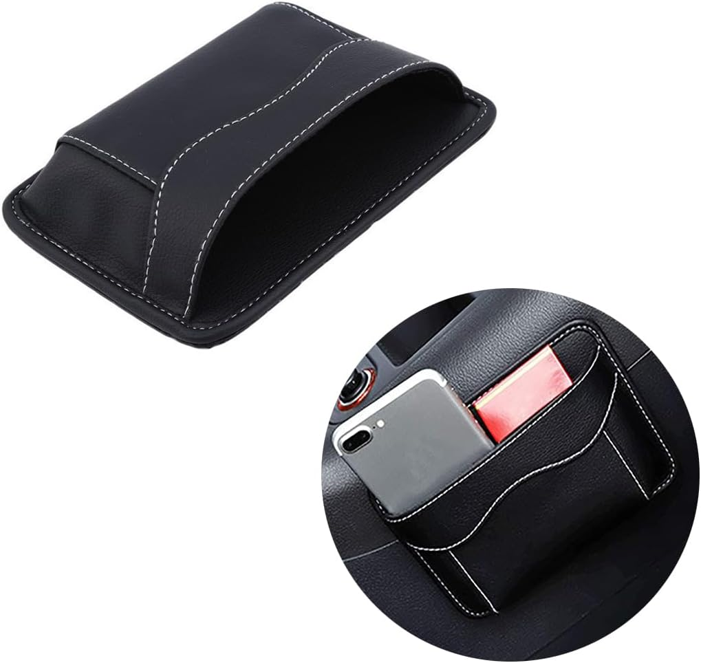 Car Side Pocket Organizer, PU Leather Storage Pocket Pouch Cell Phone Sunglasses Holder for Car image number 5