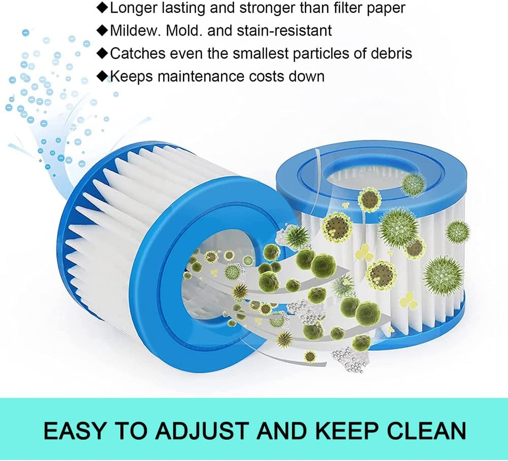 6 Pack Spa Swimming Pool Filters Cartridge Size VI for Lay Z Bestway 58323 Replacement Pool Filter Cleaner image number 1