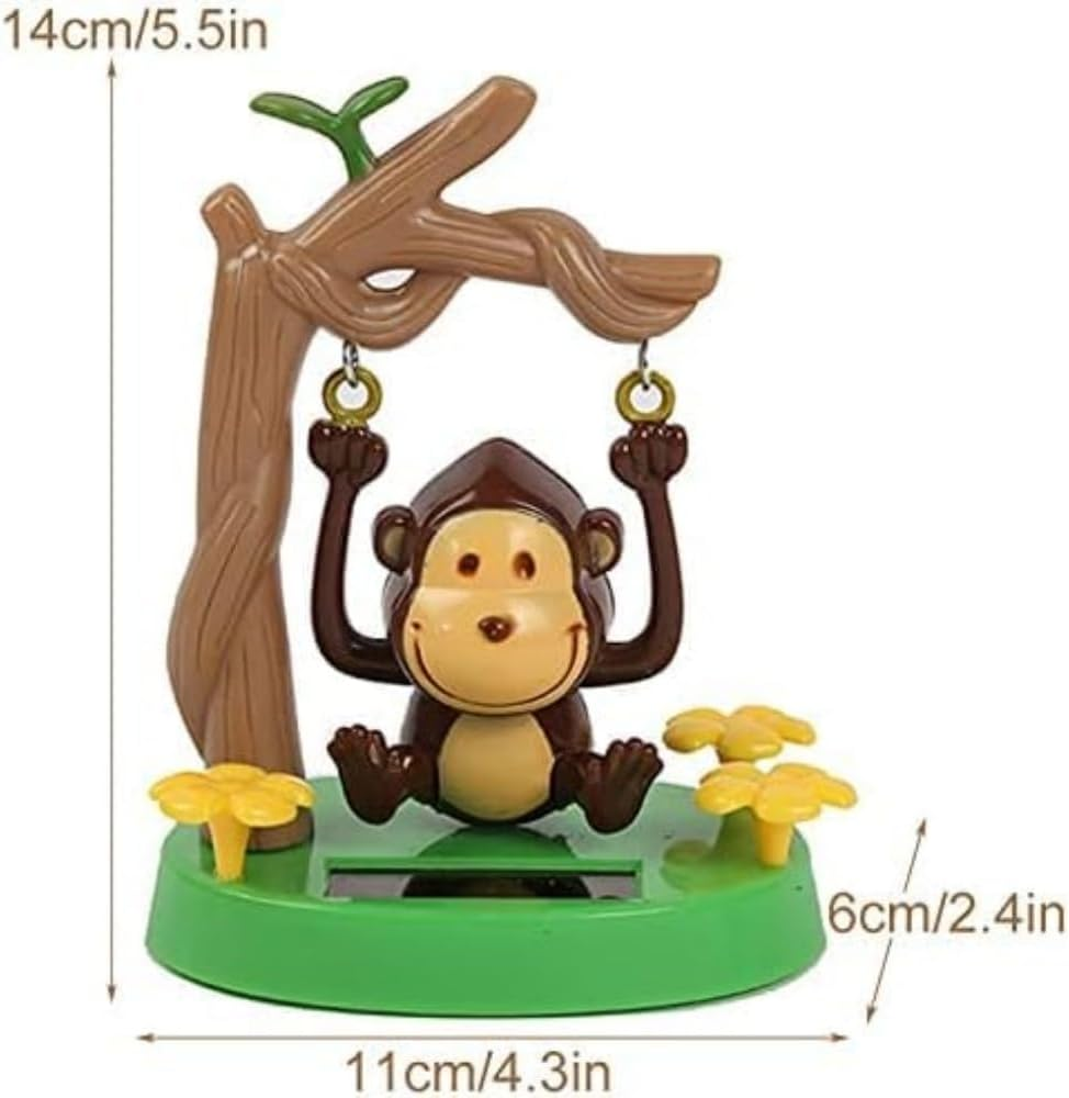 Solar Powered Dancing Monkey, Solar Monkey Swinging Animated Bobble Dancer Solar Powered, Solar Car Dashboard Decor, Cartoon Monkey Swinging Dynamic Auto Ornaments for Office Car Supplies Decoration image number 1
