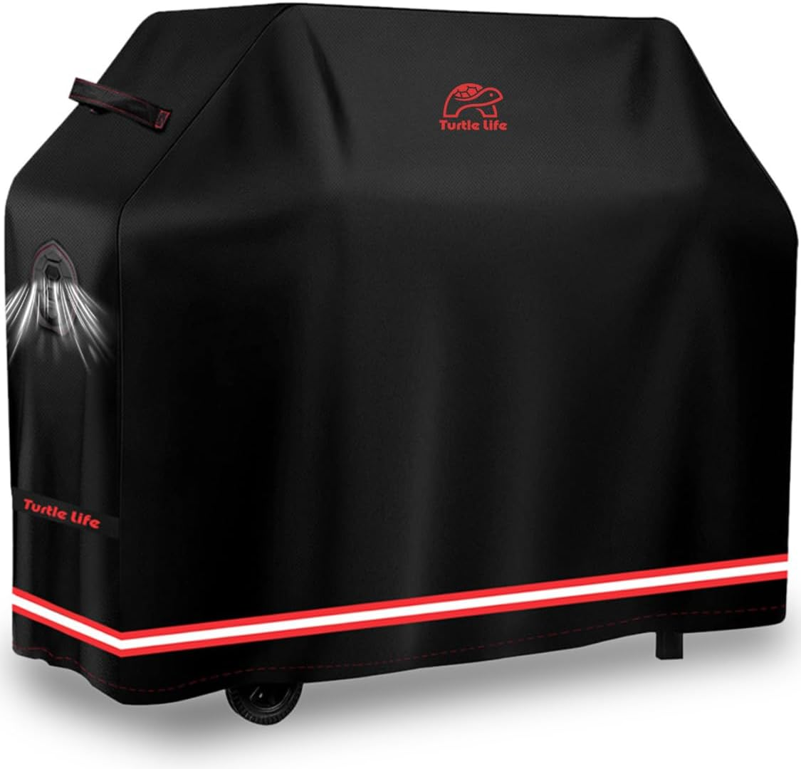 Turtle Life BBQ Grill Cover, 72 Inch Heavy Duty Waterproof 4-6 Burner Barbecue Gas Grill Covers for Weber Genesis Char-Broil Brinkmann, No Fading within 2 Years, Black image number 5