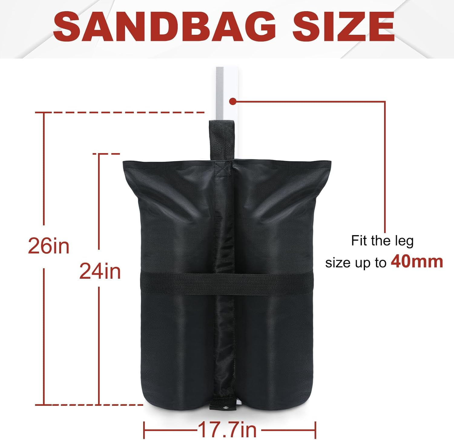 ABCCANOPY Heavy Duty Premium Instant Shelters Gazebo Weight Bags - Set of 4-50Lb Capacity per Bag (Black-Plus) image number 4