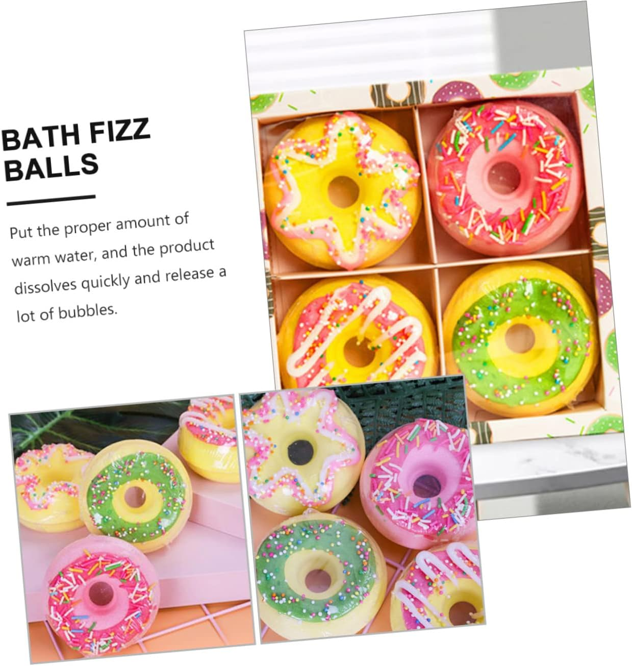 4Pcs Doughnut Shape Bath Salt Balls Aroma Salt Bathing Bombs for Spa Random Style image number 6