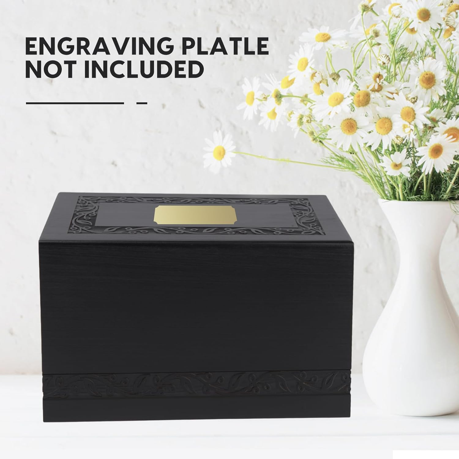 Wooden Tree of Life Cremation Urn for Human Ashes - Adult Male Female, up to 250 Cubic Inches - Funeral Memorial for Mom Dad (Black)