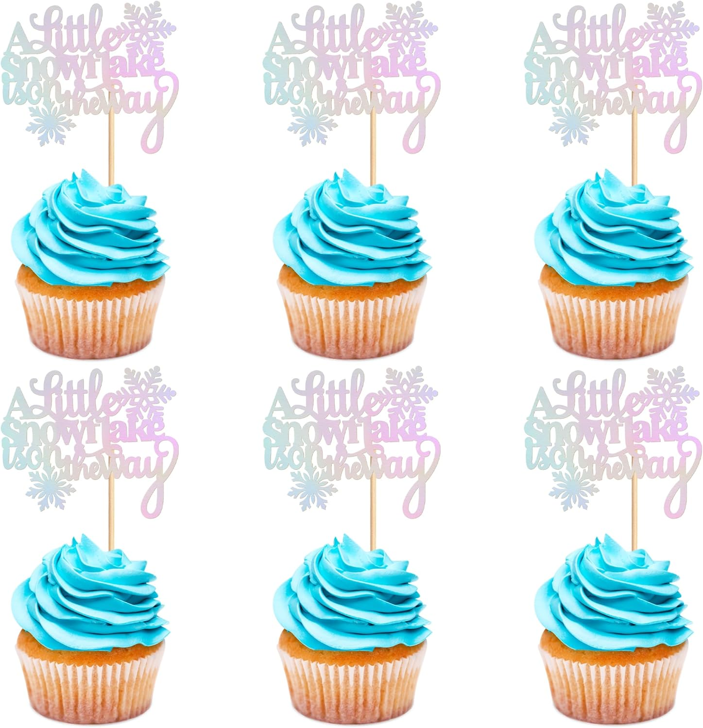 Ercadio 24 PCS Snowflake Cupcake Toppers Assemble Glitter Double Layers Winter Snowflake Cake Picks for Winter Wonderland Baby Shower Birthday Merry Christmas Party Cake Decorations Supplies