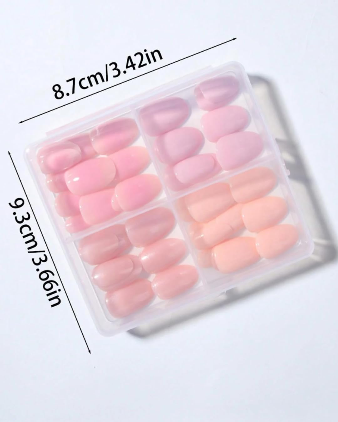 Almond Press-On Nails, 96 Pieces, French Tip Design with Pearls, Black/Red/White/Pink Tips (96-Piece Short Oval Press-On Nails Set, Pink Shades Design) image number 6