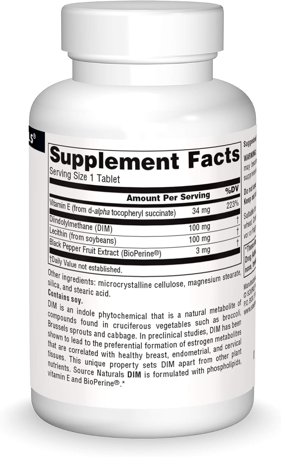 Source Naturals: DIM (Diindolylmethane) 100Mg, 60 Tabs image number 2