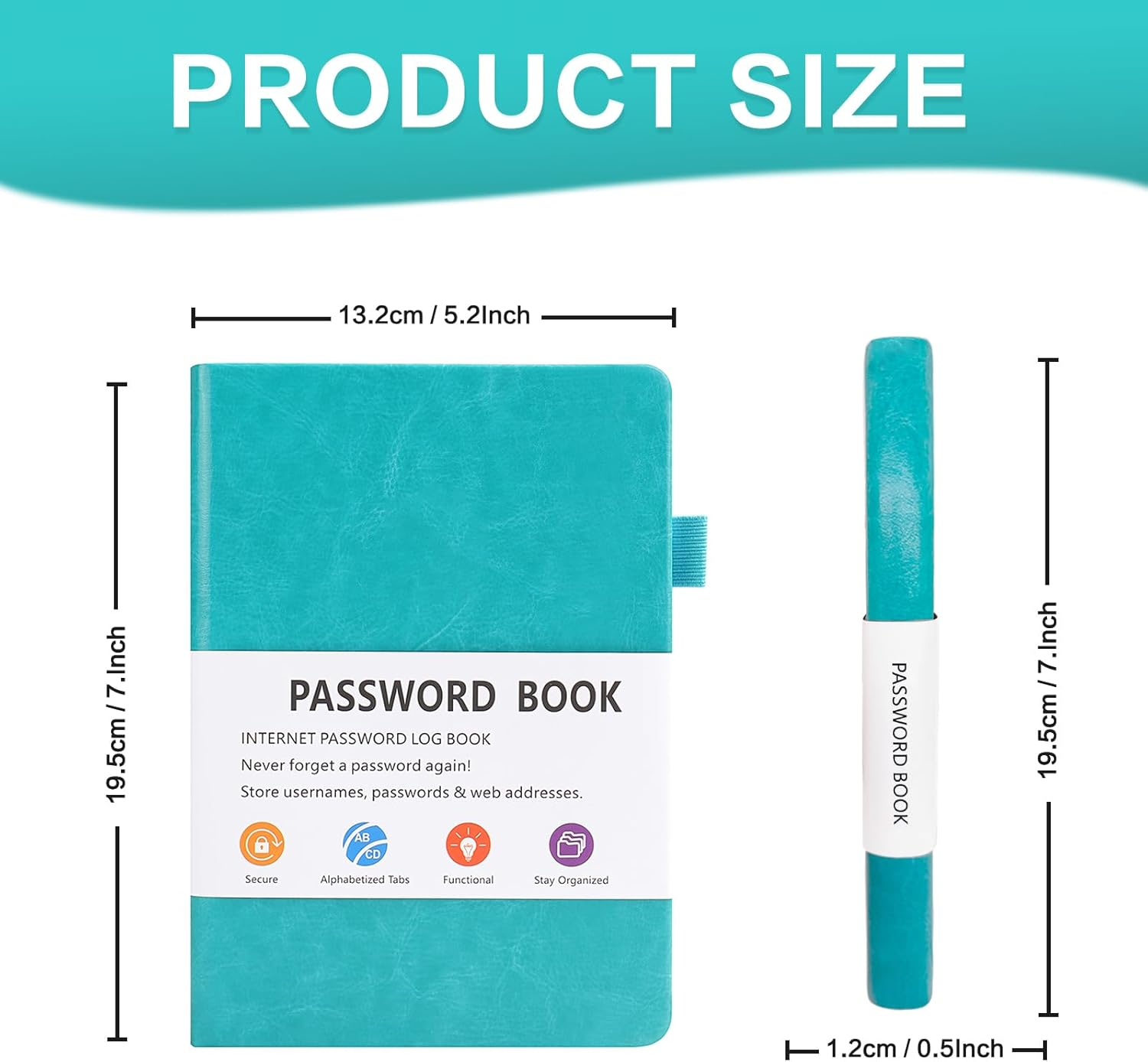 B6 Password Book with Alphabetical Tabs,Password Keeper Book Pocket,Hardcover Password Book Small,Internet Password Book for Computer Website Logins&Internet Address Password Organizer(Blue) image number 3