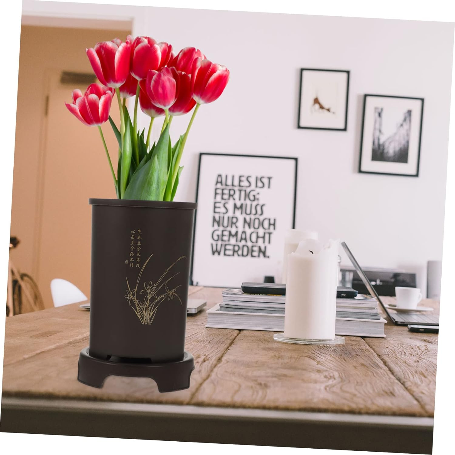 BESPORTBLE Imitation Purple Sand Flower Pot Resin Indoor Plant Pot for Household Flowerpots Gardening Supplies image number 3