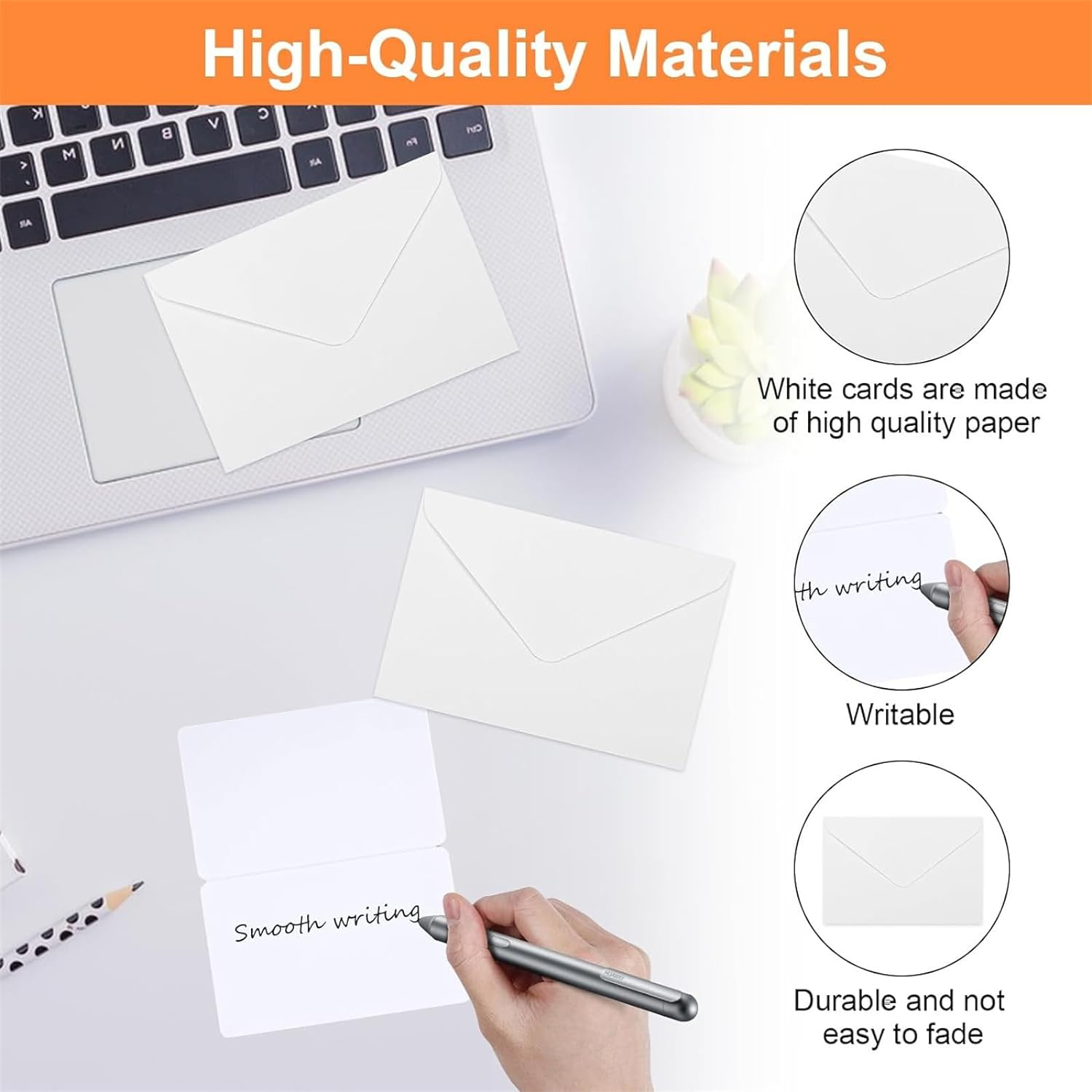 50 Pack Blank Cards and Envelopes Set, 16 * 11CM White Envelopes & 15 * 10CM Folded Cards for Homemade Cards, DIY Greeting Cards, Invitation, Birthday image number 6