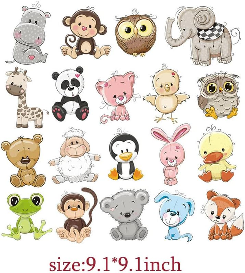 Kids Patches Lovely Animal Iron on Transfer Stickers with Many Different Cute Lion Cow Leopard Cartoon Things Appliques Stickers Boys Girls Children Clothes Decor Free DIY 4 PCS - 2 image number 4