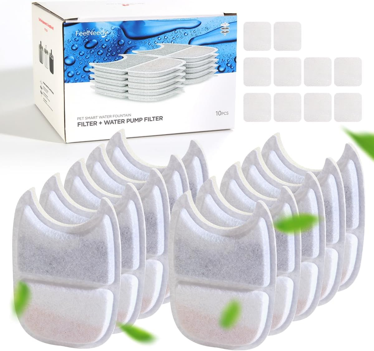 Pack of 10 Replacement Filters and Pre-Filtered Sponges for FEELNEEDY 4L Drinking Fountain for Cats with Motion Sensor (YPD-C004) image number 1