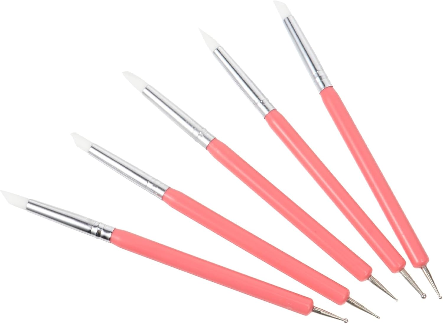 5Pcs Nail Art Pen Dual Silicone Heads for Nail Art Dotting and Manicure Use as Brush Pen for Detailed Designs