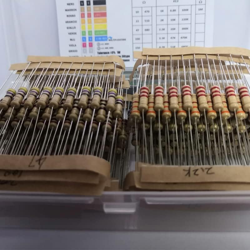 300PCS 1W 5% 10-1M Ohm 30 Values*10Pcs Resistor Carbon Film Resistor Assorted Kit (Resistance : without Box) image number 3