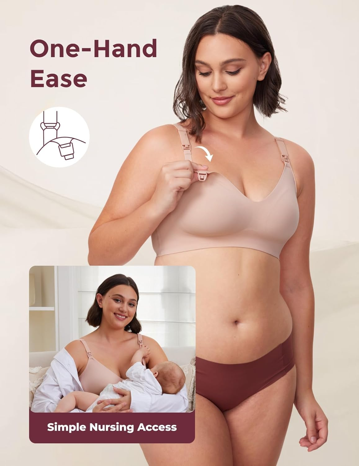 Momcozy Nursing Bras for Breastfeeding, Seamless Ultra Comfort Maternity Bra, Natural Shape, Pregnancy Sleep Bralette