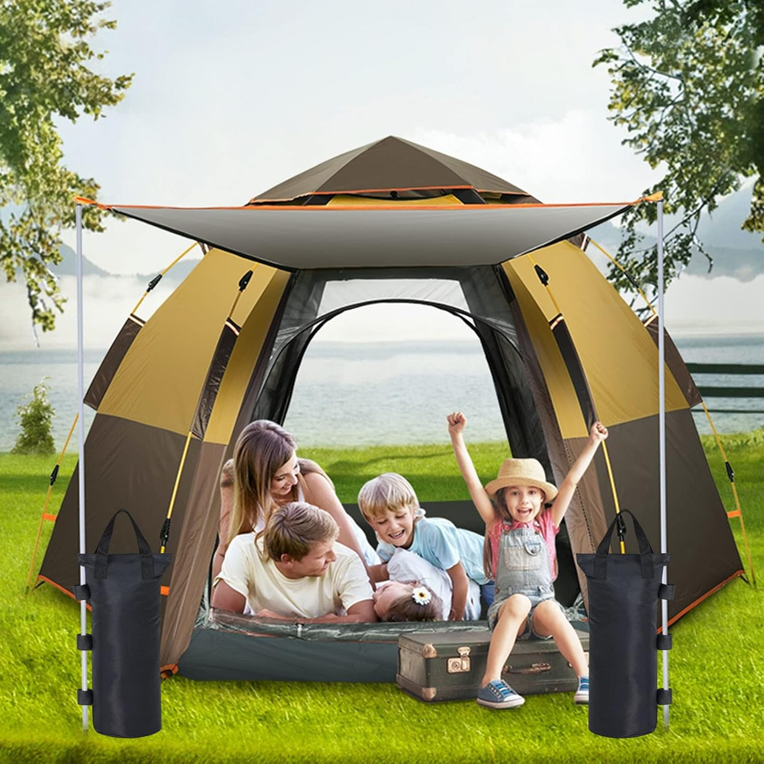 Set of 4 Gazebo Weights Sand Bags Tent Sandbags Industrial Grade 600D Heavy Duty Marquee Weight Bag Gazebo Leg Weights Bags Parasol Weights Bag for Any Pop up Tents Canopy Umbrella image number 6