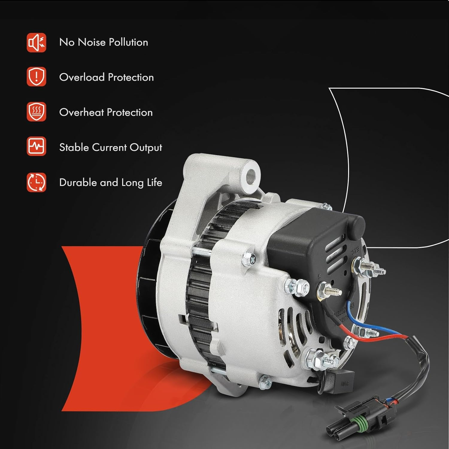 A-Premium Alternator Compatible with Bobcat 1080C, 1213, 225, 231, 2400, 3022 & Caterpillar GC35K, GC40K & Clark 2000, 440B, 543B & Mitsubishi FGC35K, FGC45K, 12V 55A 1-Groove Pulley Counterclockwise image number 5