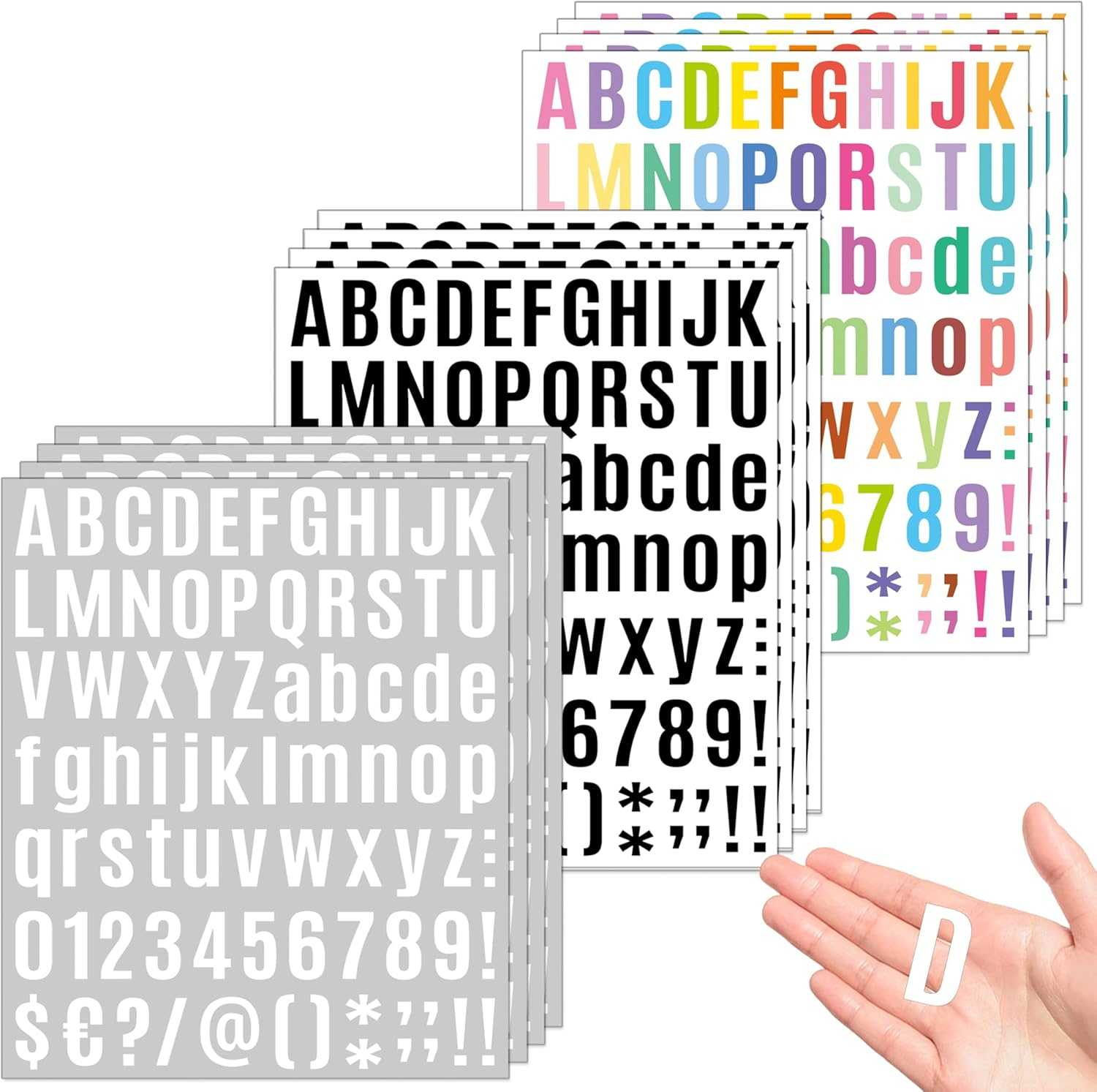 980 Pcs 12 Sheets Vinyl Letter Stickers Small 1 Inch, Colorful Number Stickers Self-Adhesive Waterproof Alphabet Stickers 1" for Mailbox, Bulletin Board, Water Bottles, Scrapbook, DIY (Multi-Colors)