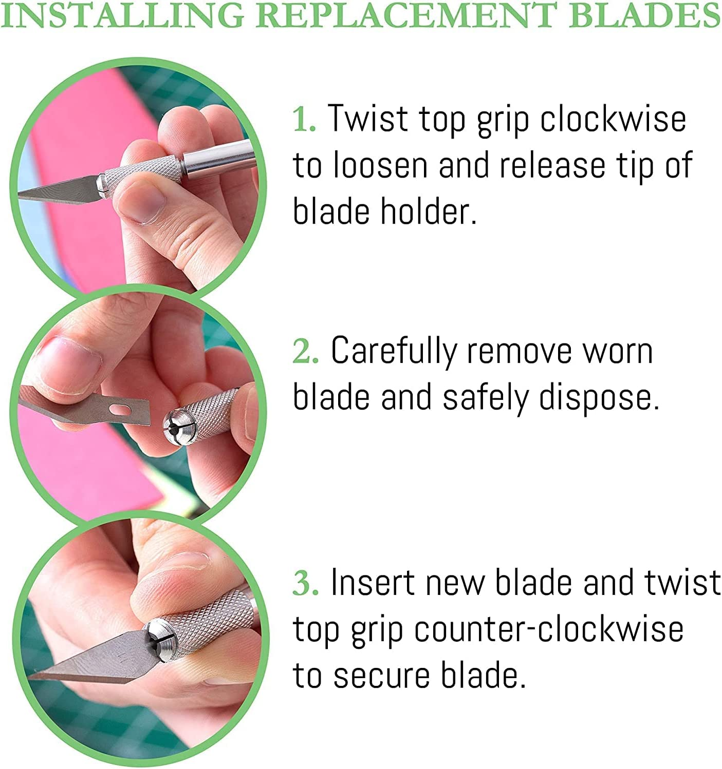 2Pack Precision Carving Craft Knife Stainless Steel Metal Knives with Safety Cap and 10Pcs Knife Blades for DIY Art Work Cutting Sculpture Carving Knife and Hobby Knife Etc. image number 4