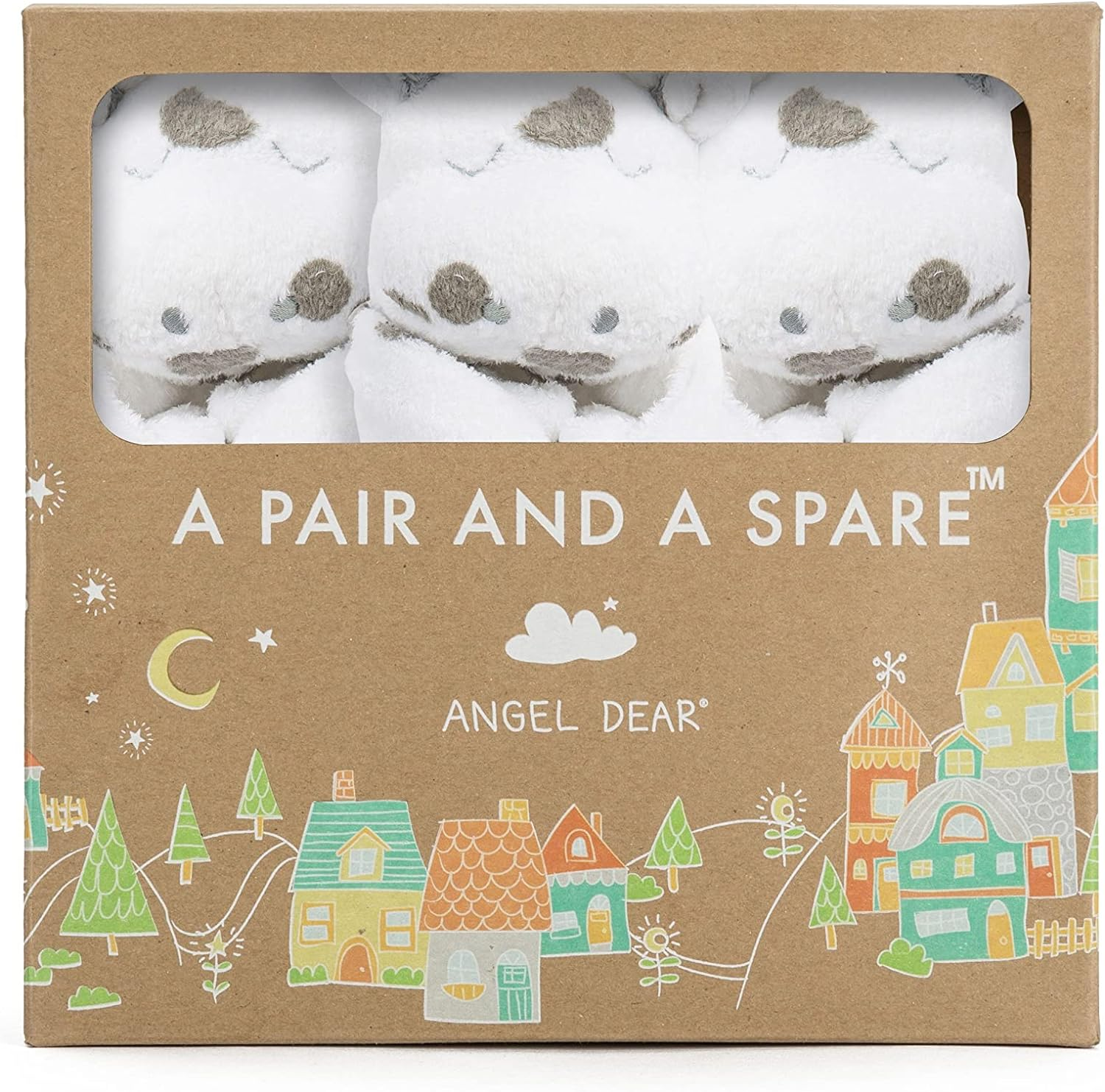 Angel Dear Pair and a Spare 3 Piece Blanket Set, White Cow with Grey Spots image number 3