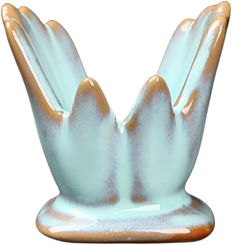 2 PCS Air Plant Holder Cute Ceramic Mini Hand Shape Stand Airplants Tillandsia Small Container Pot Plant Decorative Home Decor for Desk Table Shelf Window, White