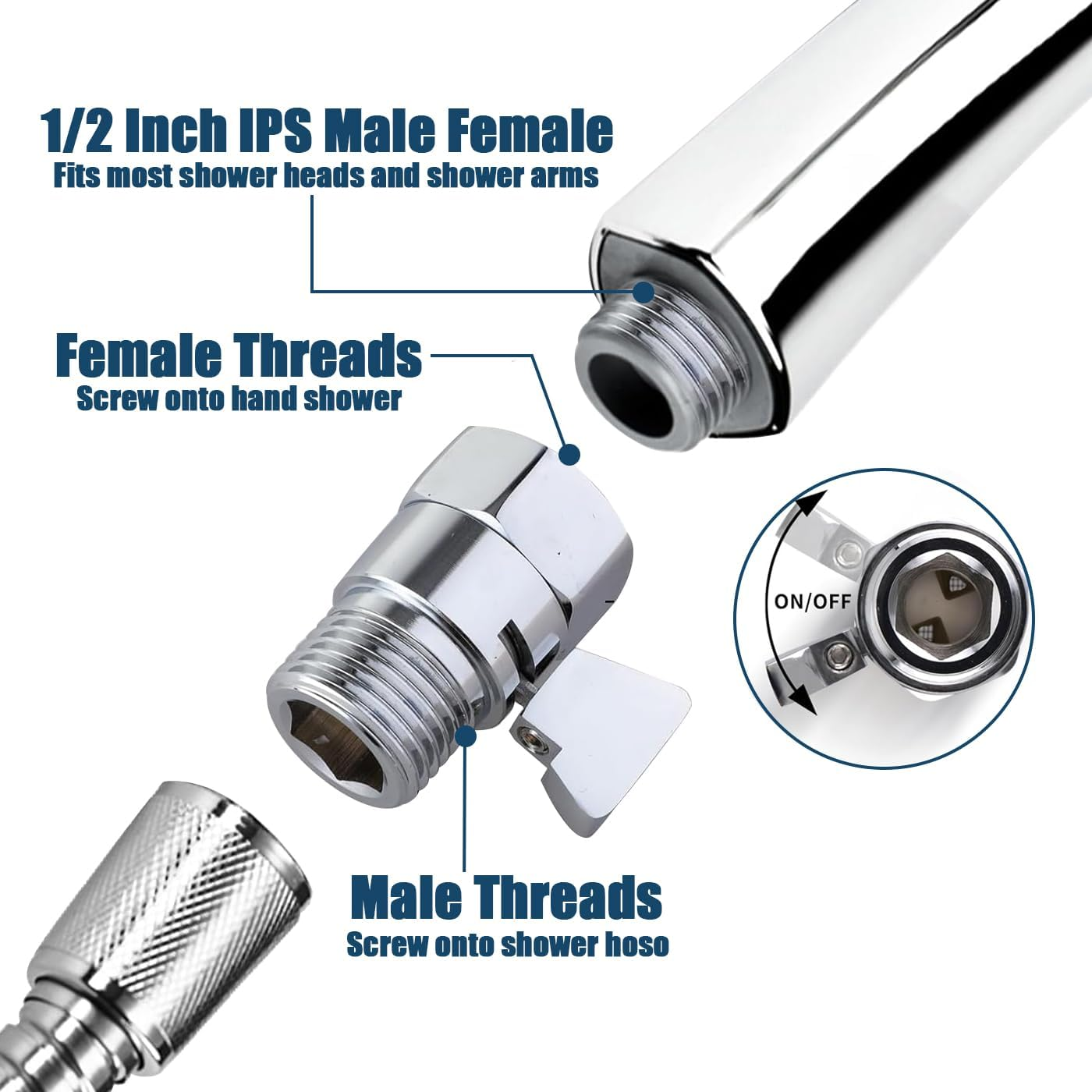 2 Pcs Shower Head Flow Control Valve Shut-Off Valve Water Flow Control Valve G1/2 Brass Pressure Reducer Water Volume Adjust Valves for Handheld Shower image number 3