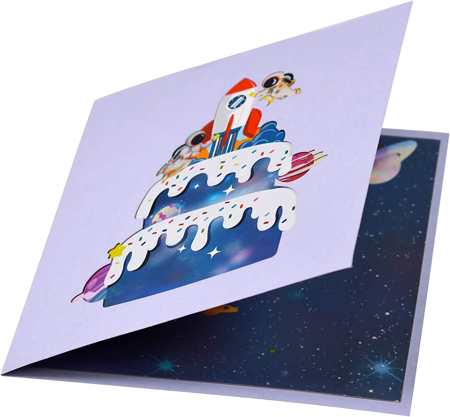Magic Ants Outer Space Pop up Birthday Card,3D Birthday Popup Cards,Birthday Cake Funny Postcards Pop up Greeting Cards,Pop up Birthday Cards for Women Men (Birthday Cake - Rockets and Astronauts) image number 5