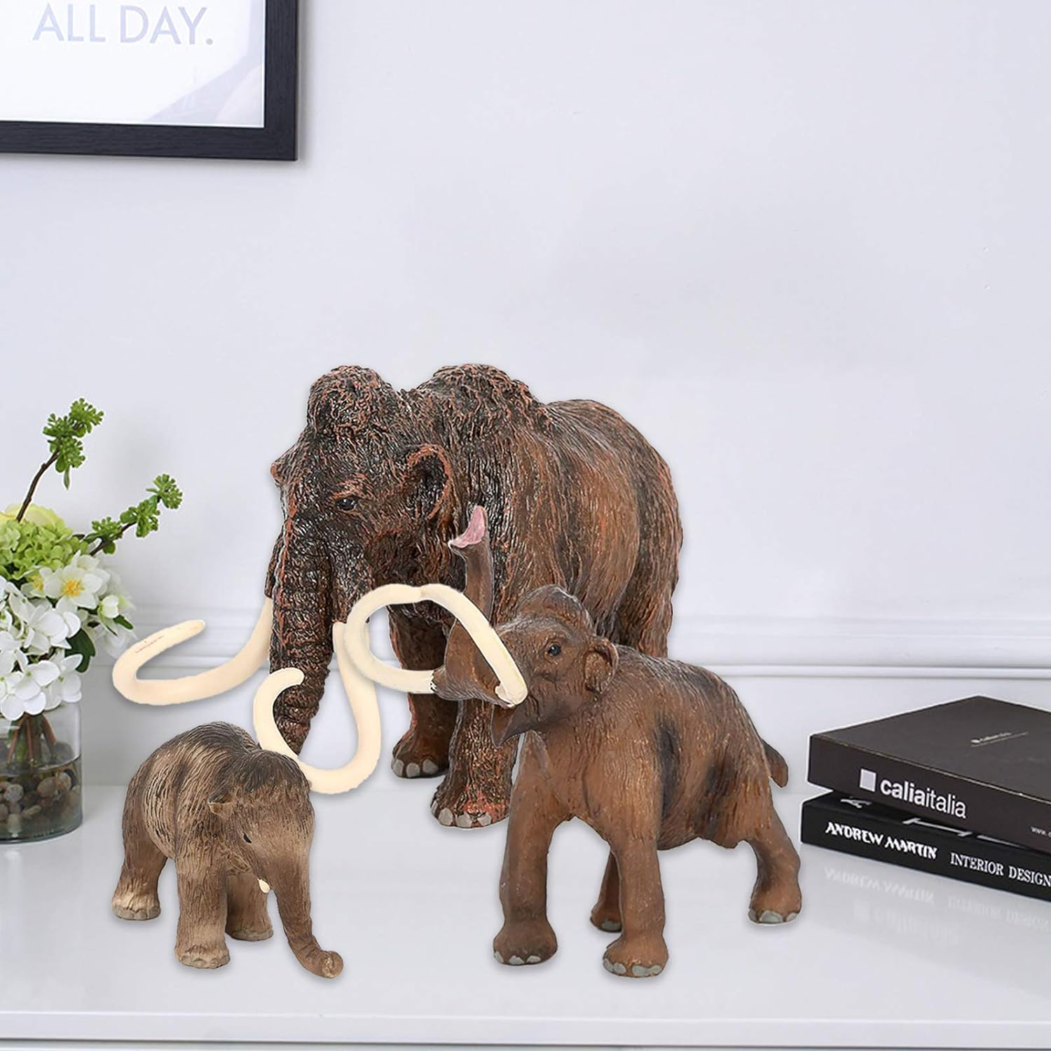 3PCS Figurines Mammoth Family Toys,Realistic Ancient Elephant Figurines Model, Cake Toppers Playset Eduactional Toys Party Playset Toys Ideal Gift image number 1