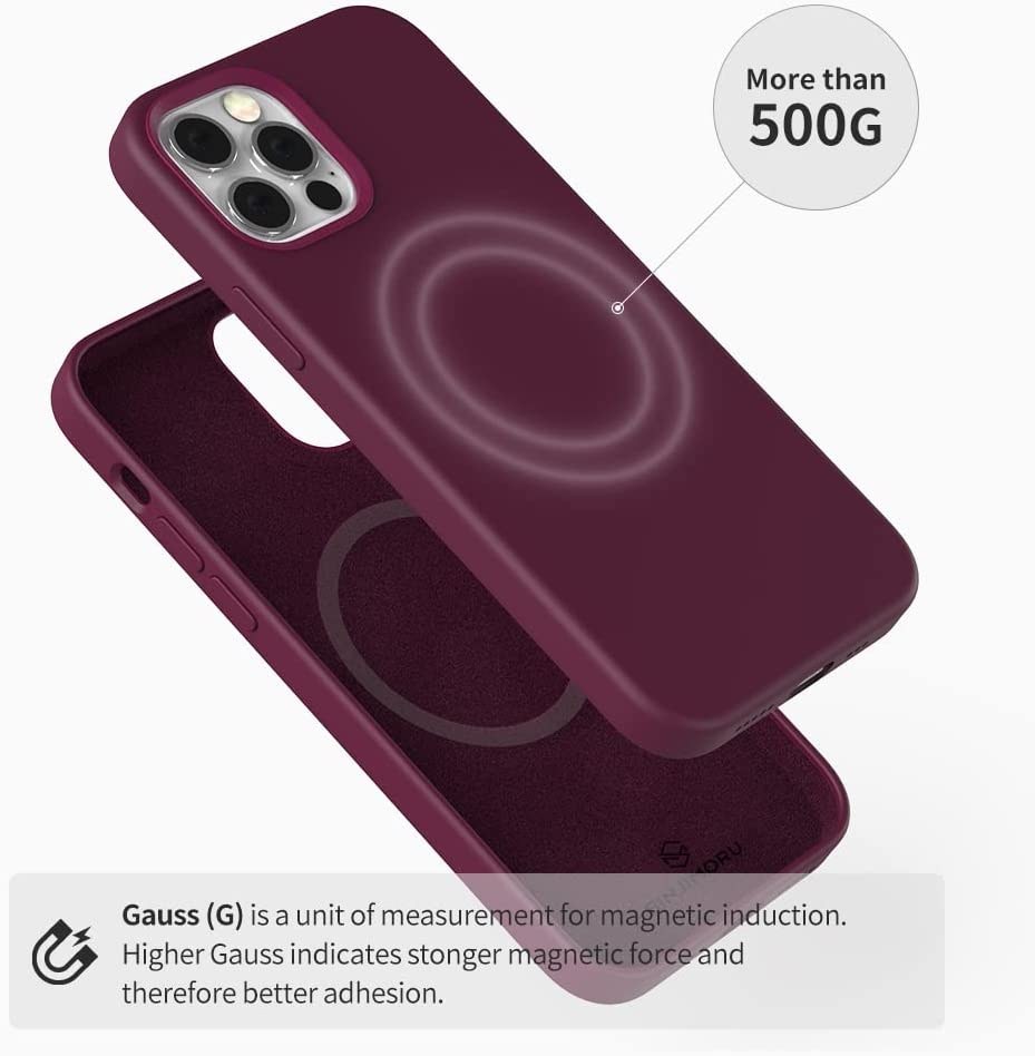 Sinjimoru Magnetic Silicone Case for Iphone 12 Pro Max, Anti-Dust and Compatible with Magsafe, Iphone 12 Pro Max Silicone Case for Magsafe Navy image number 3