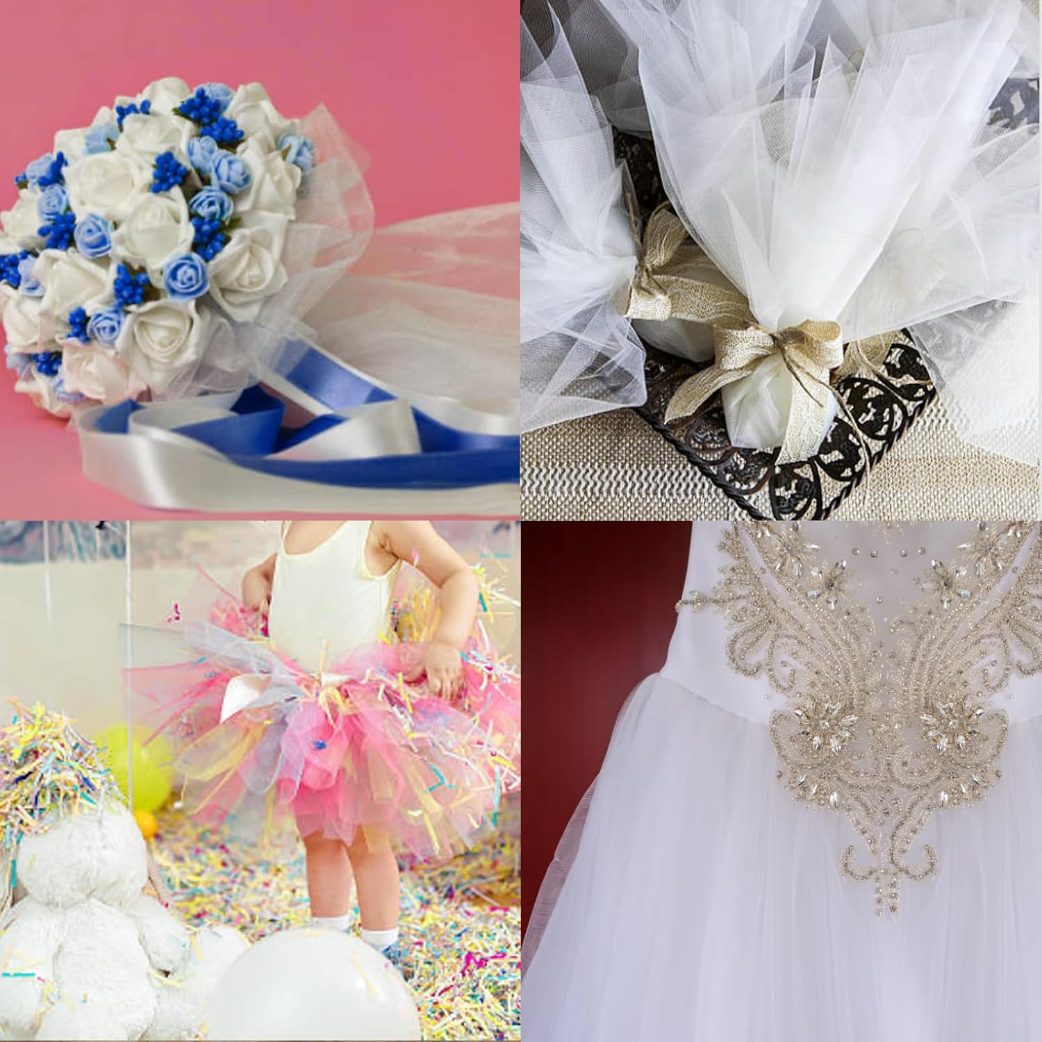 Royal Blue Tulle Fabric Roll - 6 Inch X 25 Yards Tulle Ribbon for Gift Wrapping DIY Crafts Party Decorations and Making Ponchos and More image number 6