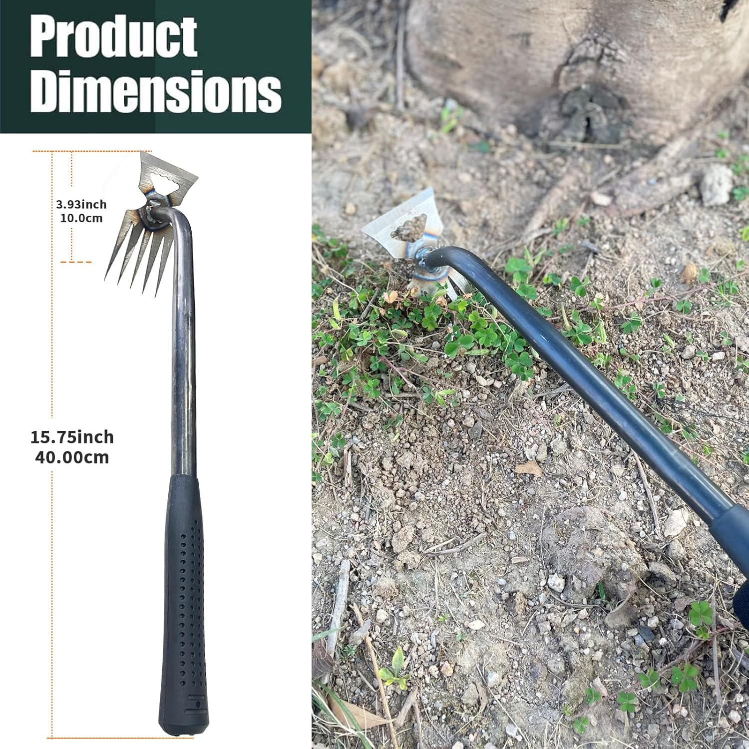 Weed Puller Tool, Upgrade Durable Garden Weeder Tool Set, Featuring a Dual-Purpose Manual Weed Removal Tool with Manganese Steel Teeth and Included Garden Gloves, Portable Tool for Gardens/Backyards. image number 6