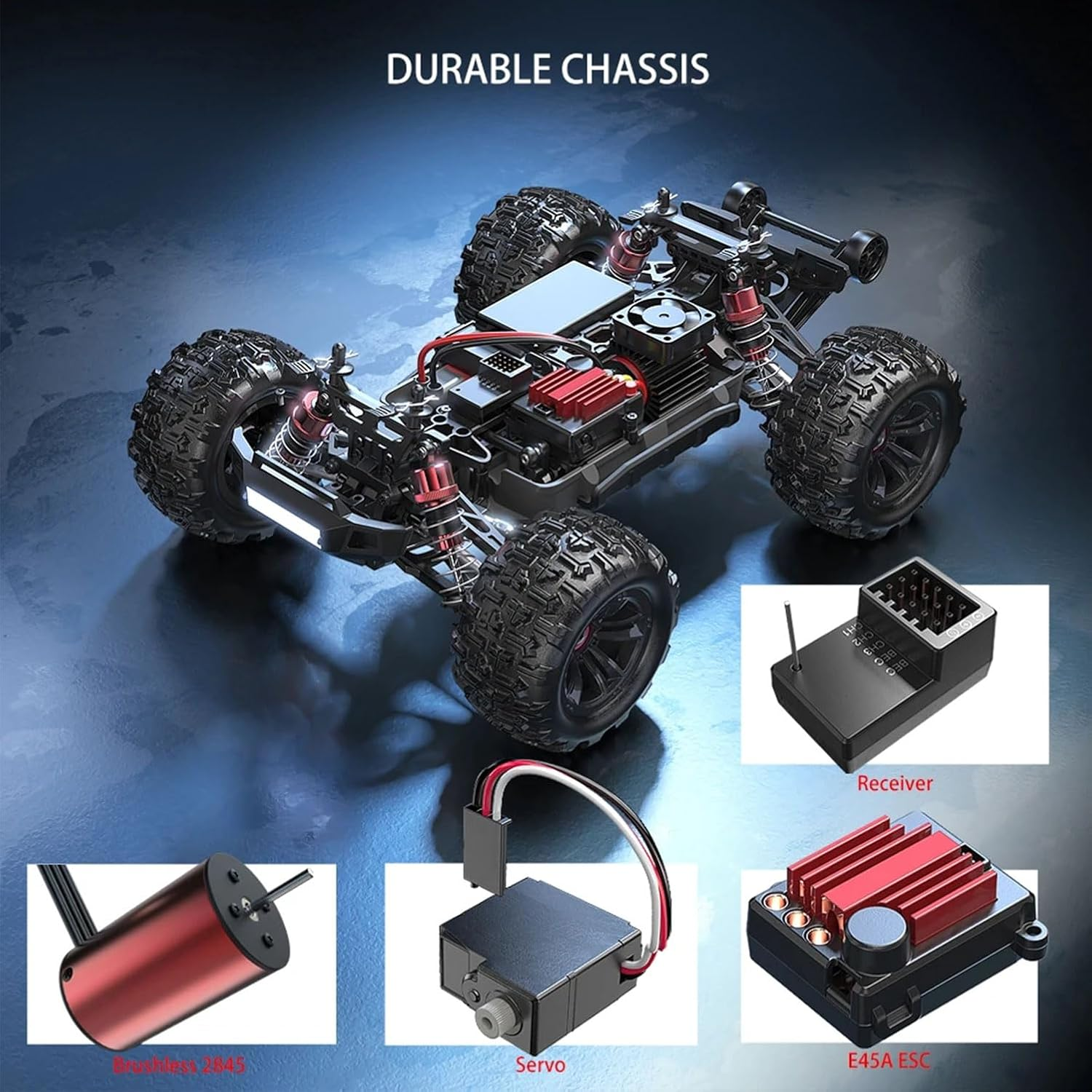 45KM/H 4WD 1/16 High Speed Brushless RC Truck RTR 2.4Ghz Professional Grade RC Vehicle All Terrain Monster Truck Metal Crash Proof Accessories, Suitable for Beginners and Adults image number 1