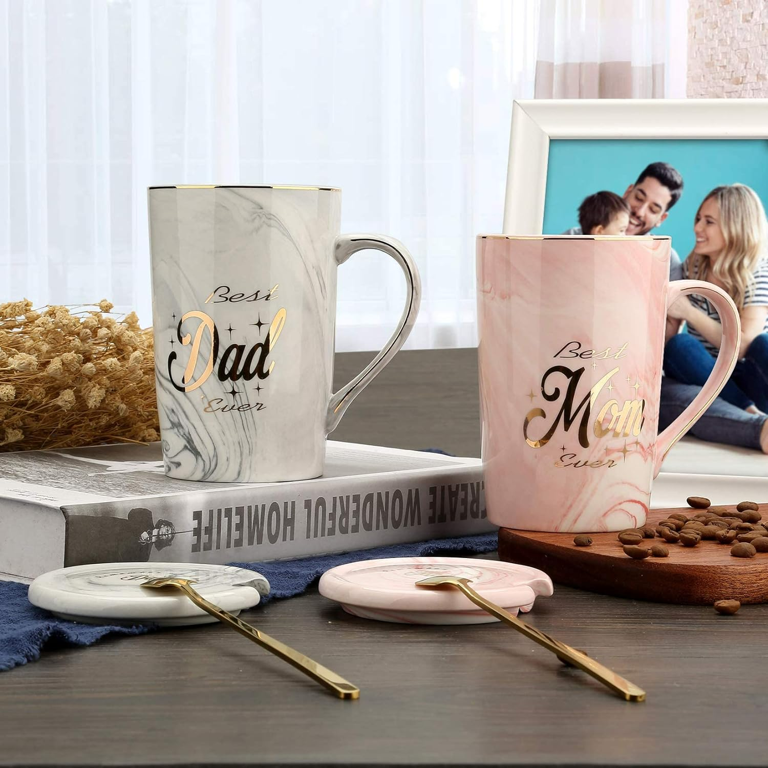 Mom and Dad Mugs - Pregnancy Gifts for First Time Moms - Ceramic Couple Coffee Cups for New Mom New Dad - Gifts for Pregnant Women Parents to Be Baby Shower Mother'S Day Father'S Day image number 4
