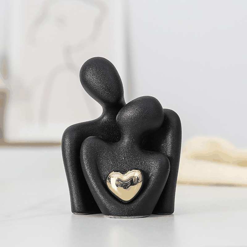 Modern Ceramic Couple Sculpture - Abstract Love Statue Ornament Figurine for Home Decor in Living Room, Bedroom,Office - Unique Couple Gift - Anniversary Birthday,Show Pieces for Home (White)