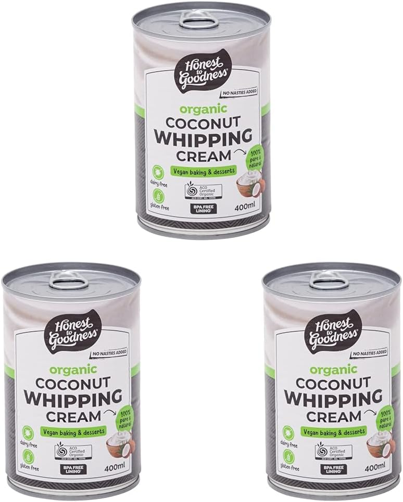 Honest to Goodness, Organic Coconut Whipping Cream, 400 Ml - a Delicious Dairy-Free Alternative. Made with Care, Free from Gmos, Artificial Sweeteners, and Preservatives.