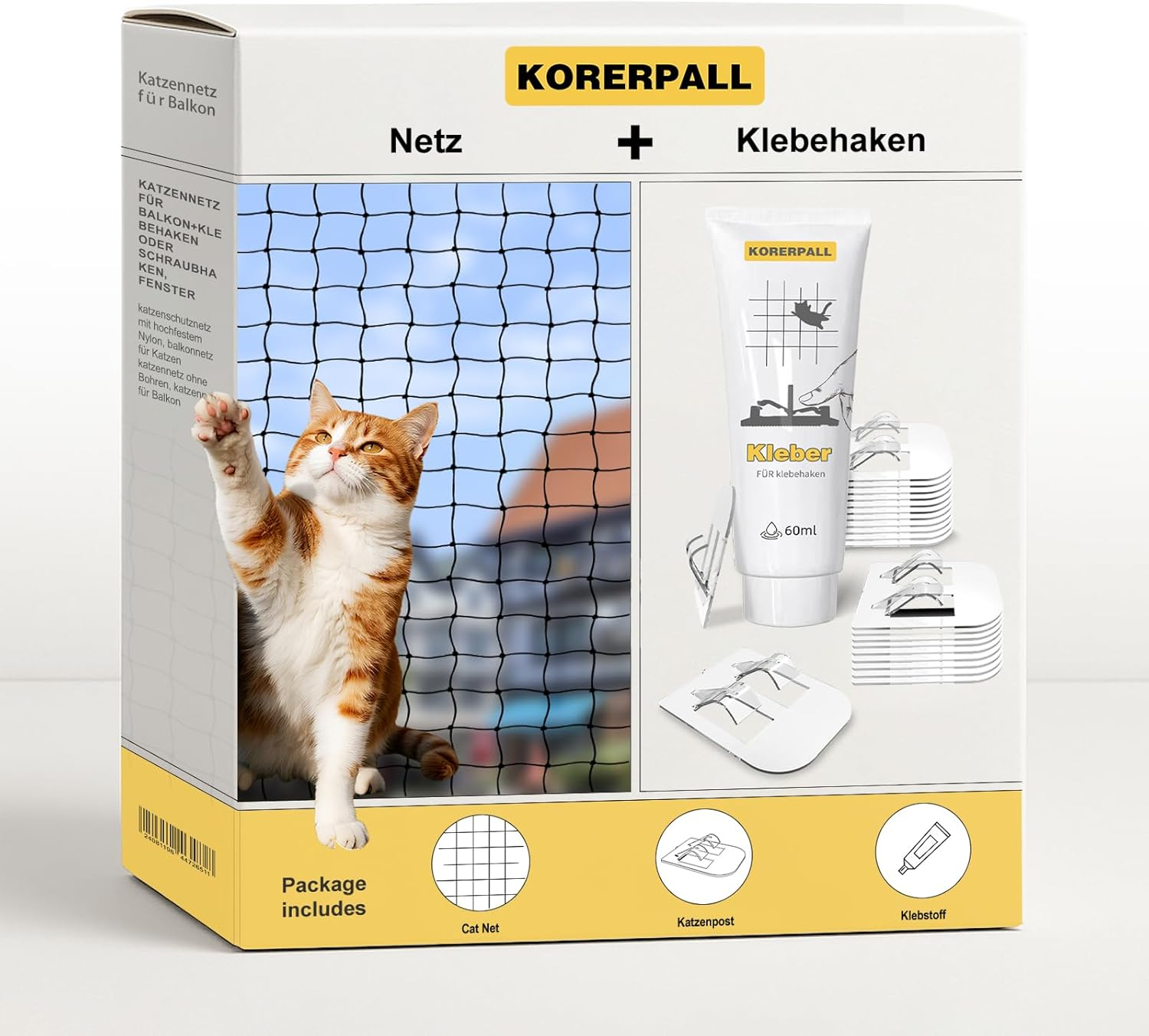 Cat Net for Balcony and Window, 4 X 3 M, Cat Protection Net, Transparent Balcony Net for Cats, Cat Net, No Drilling, Cat Net for Balcony with Poles