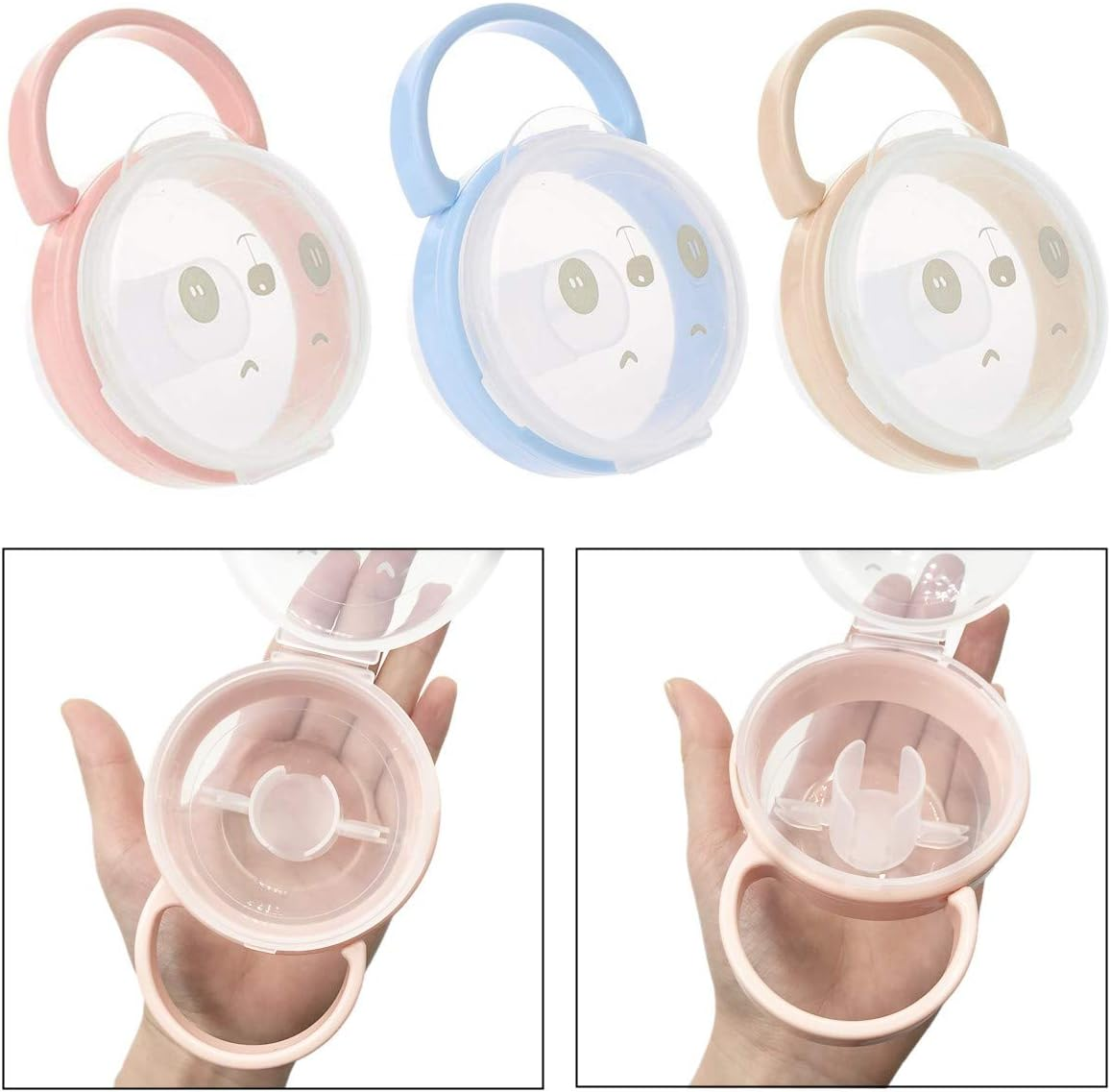 3 Pieces Baby Dummy Case, Travel Soother Box Baby Pacifier Holder Storage Case Dummy Container for Infant Baby Toddler
