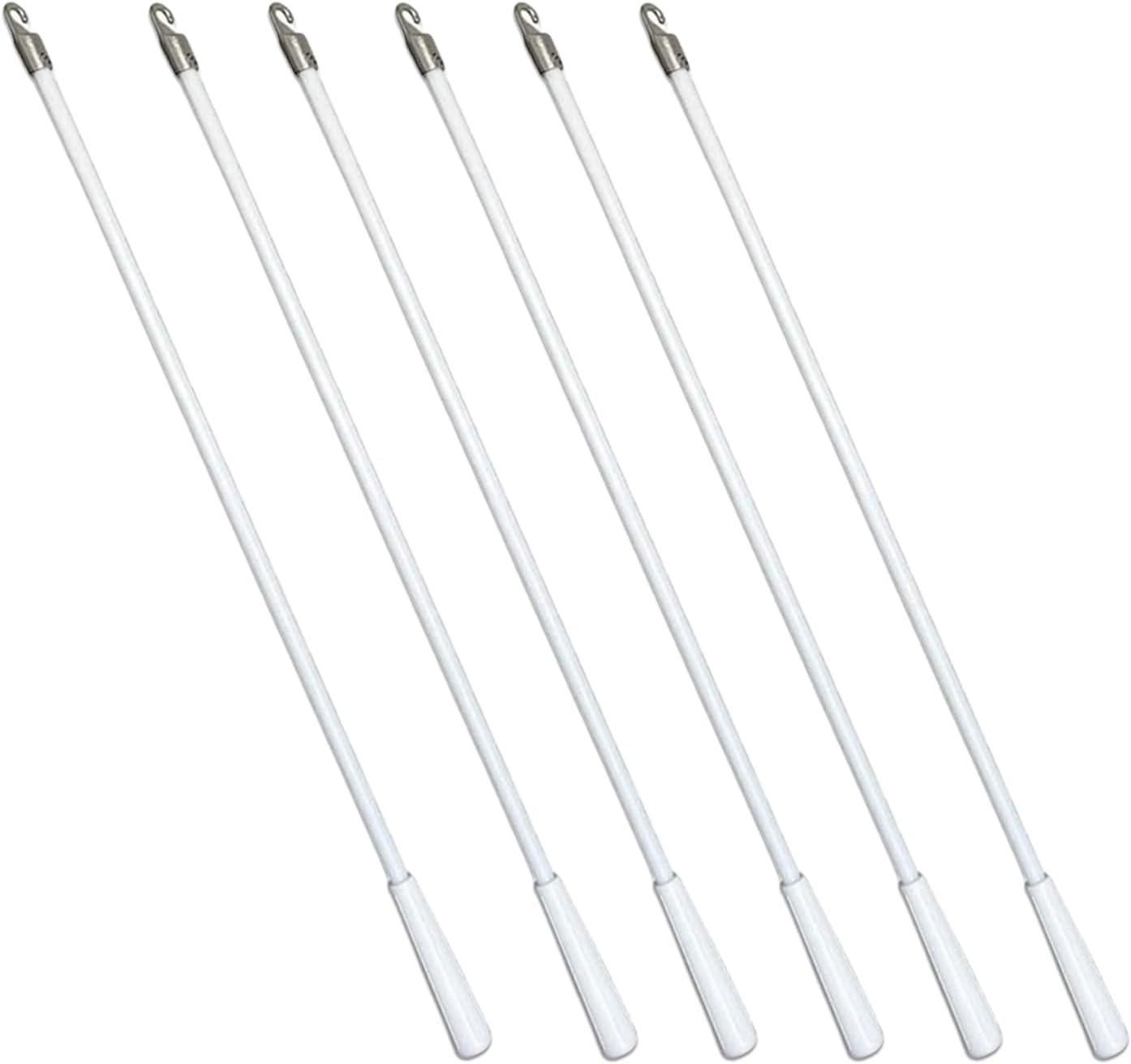 INCAUCA 4 Pack Blind Wand with Metal Hook, 12 Inch White Fiberglass Window Blind Tilt Wand, Vertical Blind Wand Control Replacement, Blind Rod Replacement, Blind Opener Stick