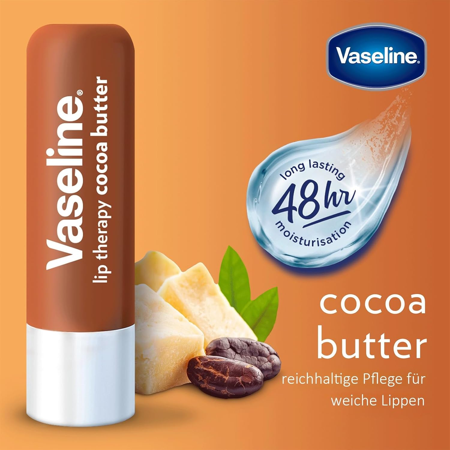 Vaseline Lip Therapy Moisturising Lip Balm Skin Protectant 4.8G Ideal for Soft, Glowing Lips Cocoa Butter Moisturiser Fast-Acting Nourishment with Petroleum Jelly and Rich Cocoa Butter. image number 5